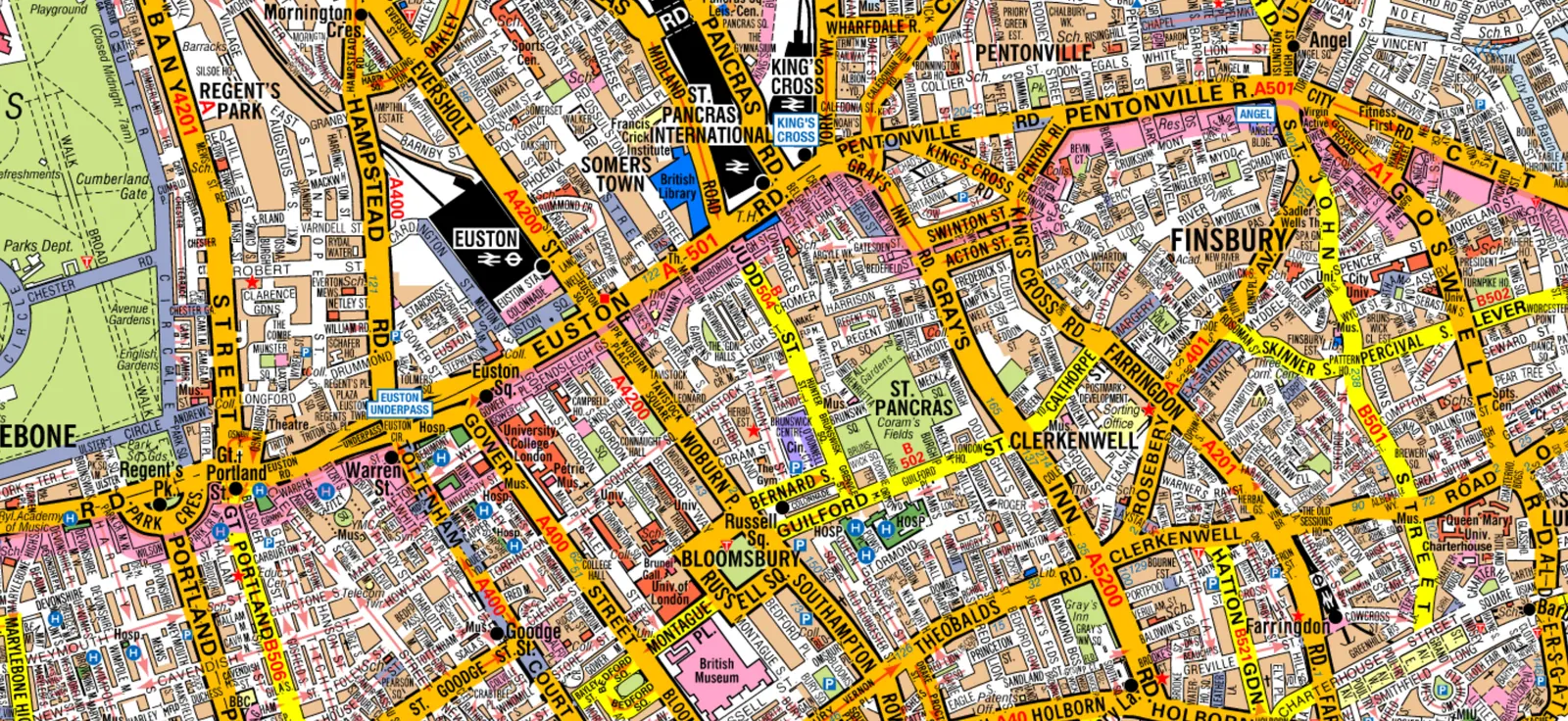 Interactive TfL topographical test route practice map